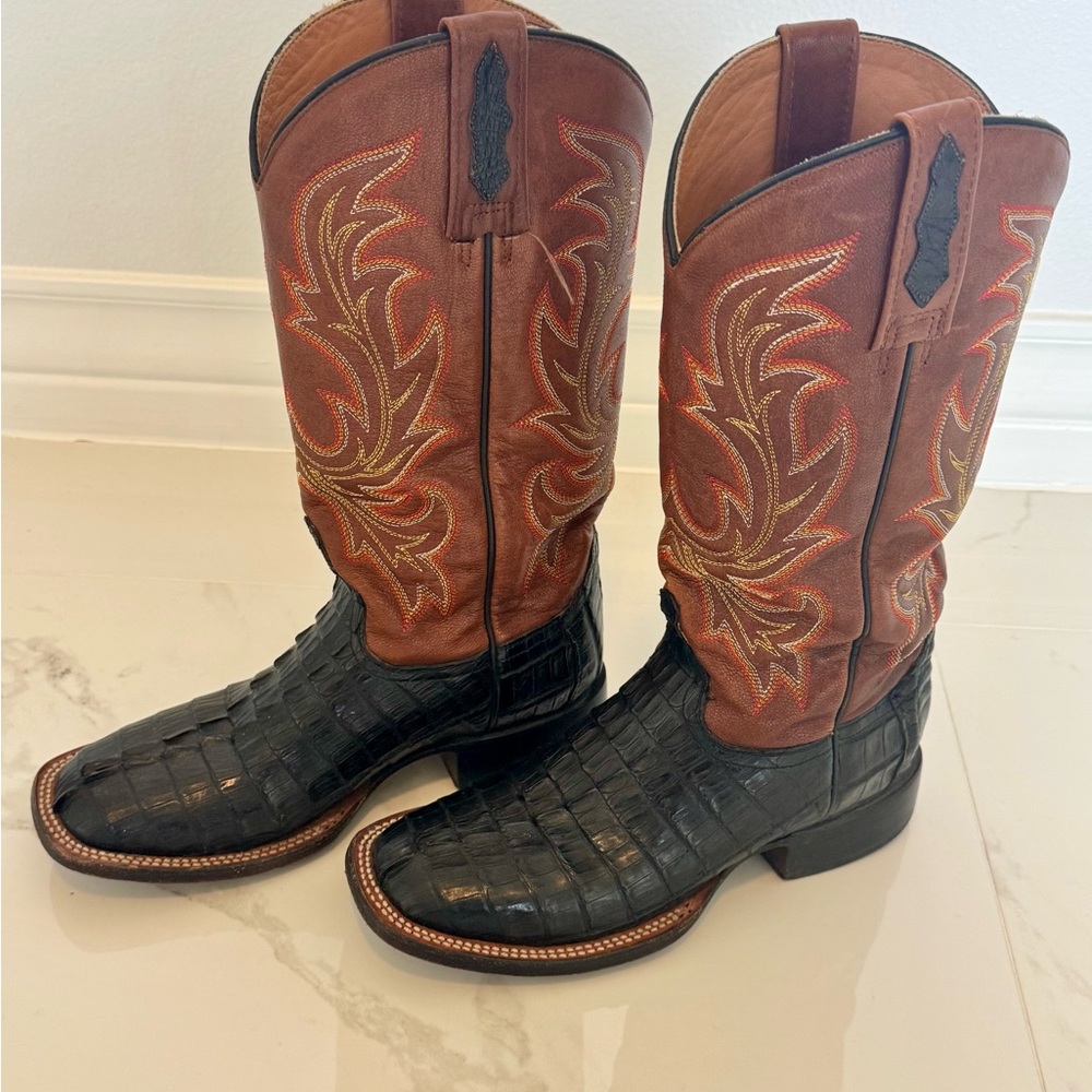 Men's Black and Brown Cowboy Boots